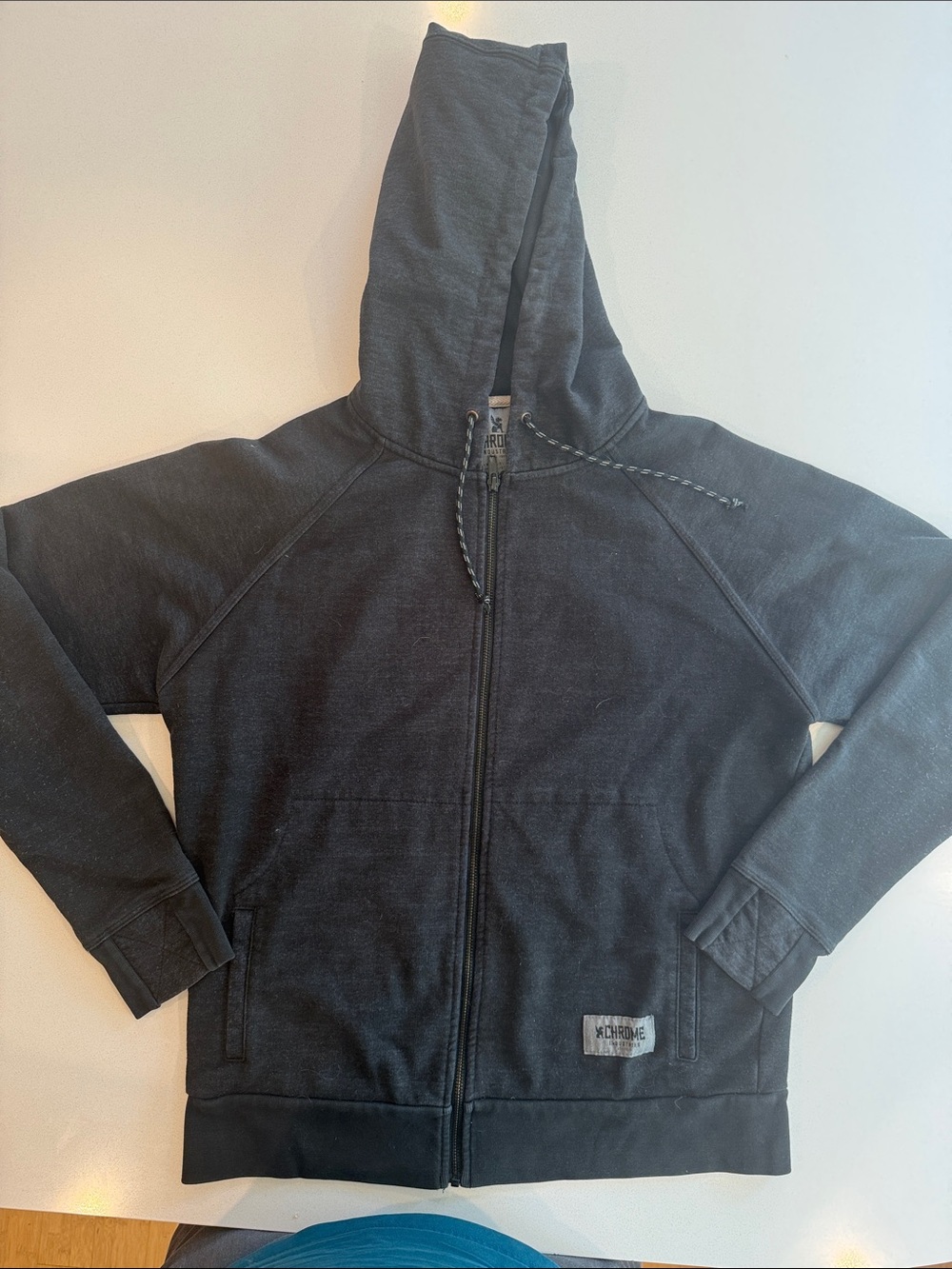 Kids Black Full-Zip Hooded Sweatshirt with Drawstring